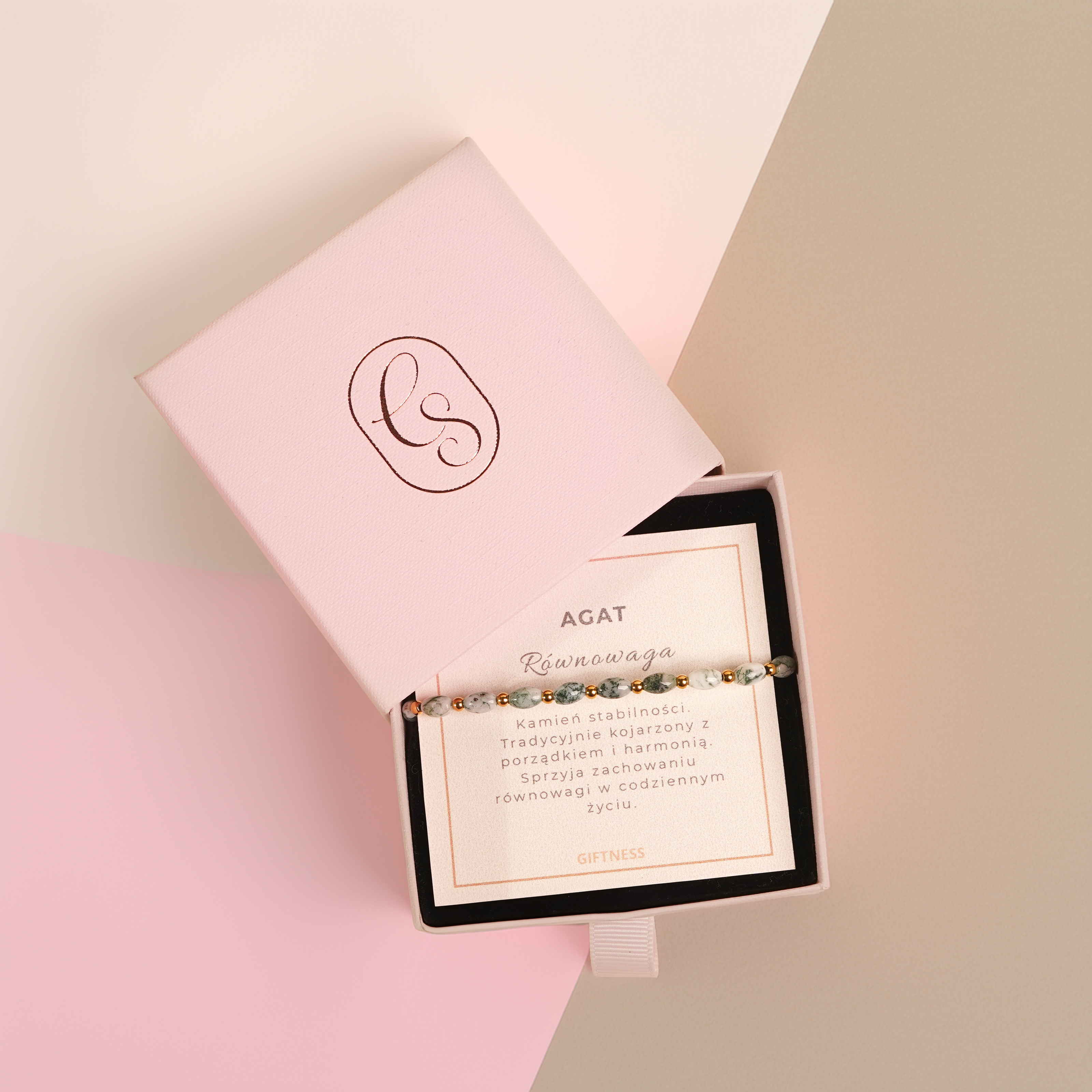 Bransoletka Organic Line na łańcuszku | Agat | Równowaga | Giftness