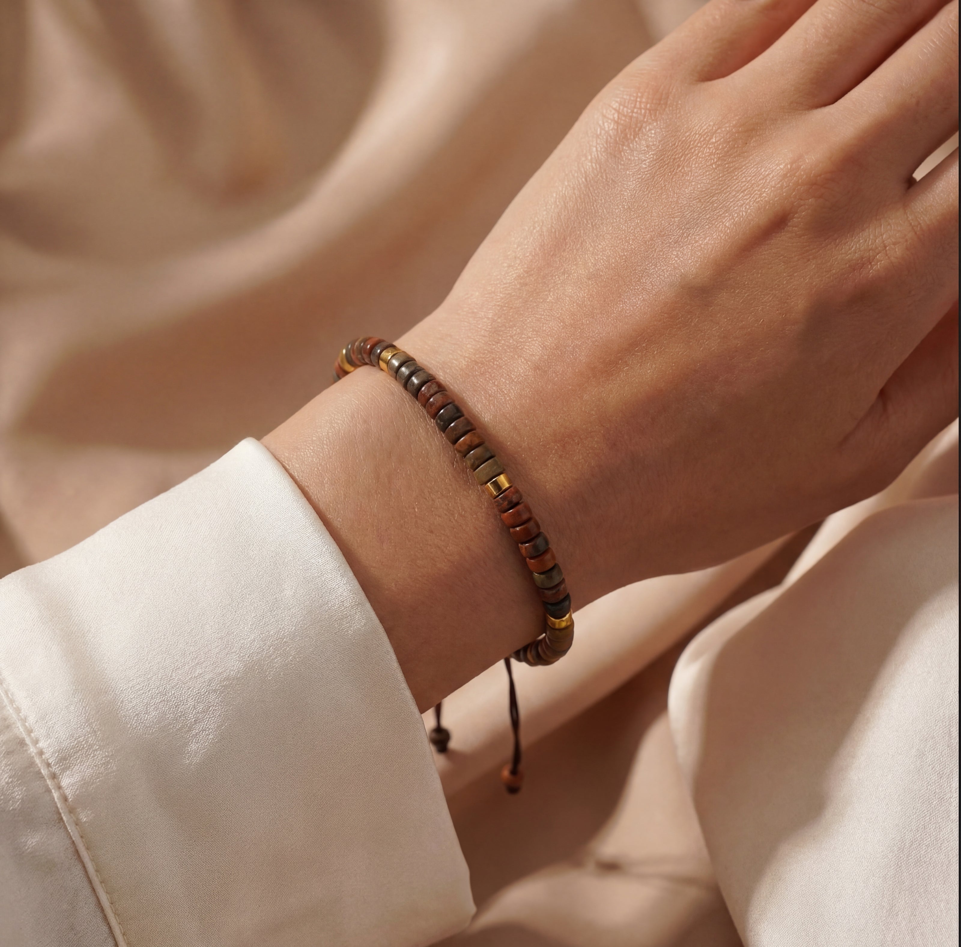 Bransoletka Heishi Line | Jaspis brązowy |Ochrona | Giftness