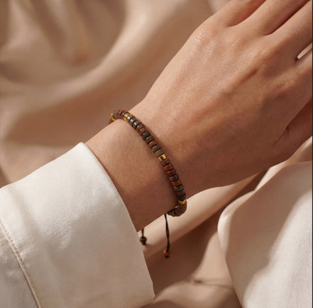 Bransoletka Heishi Line | Jaspis brązowy |Ochrona | Giftness