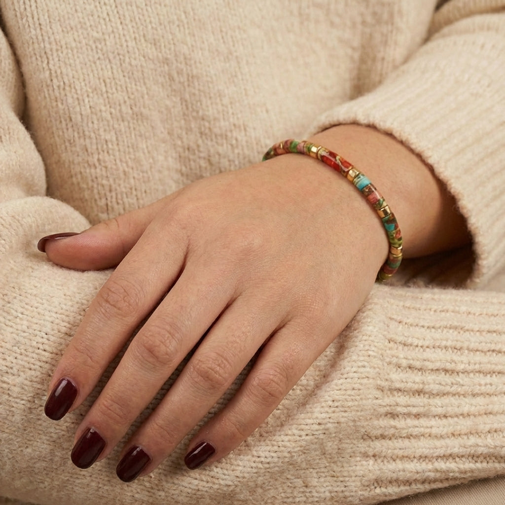 Bransoletka Column Line | Jaspis kolorowy| | Ochrona | Giftness